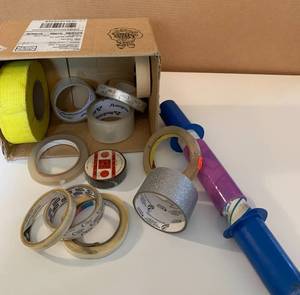 lot 38 image: Box clear, masking misc tape rolls