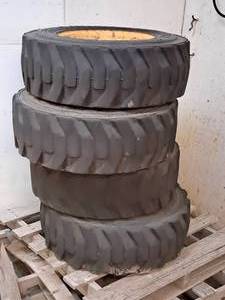lot 744 image: Lot of (4) Route 66 PayLoad 10-16.5NHS Skid Steer Tires with Rims