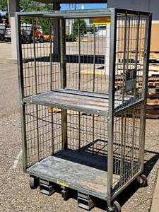 lot 872 image: MetalWire Cage Forklift Delivery Cart on Casters 2-tier