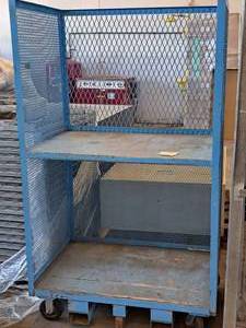lot 886 image: MetalWire Cage Forklift Delivery Cart on Casters 2-tier