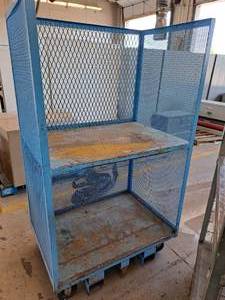 lot 887 image: MetalWire Cage Forklift Delivery Cart on Casters 2-tier