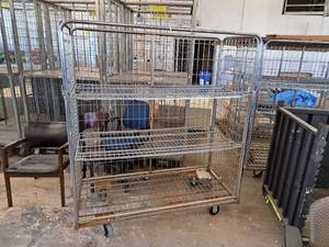 lot 897 image: MetalWire Cage Delivery Cart on Casters 3-tier