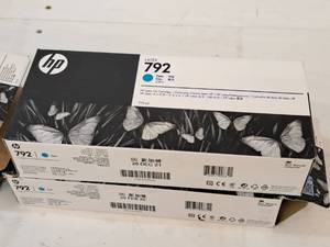 lot 604 image: Lot of (2) HP Latex 792 Cyan Ink Cartridges