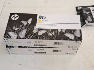 lot 611 image: Lot of (2) HP Latex 831A Yellow Ink Cartridges
