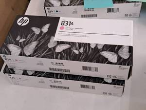 lot 617 image: Lot of (2) HP Latex 831A Light Magenta Ink Cartridges