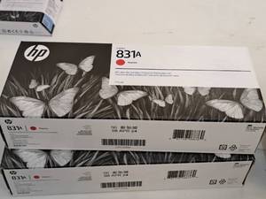 lot 615 image: Lot of (2) HP Latex 831A Magenta Ink Cartridges