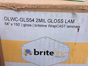 lot 618 image: BrightLine WrapCAST 2 Mil Gloss Laminate OLWC-GLS54 54x150