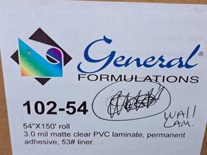 lot 619A image: General Formulations PVC 3 Mil Laminate 102-54 54x150