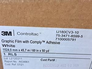 lot 620 image: 3M Controltac Graphic Film 60x50yd