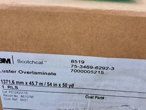 lot 620A image: 3M Scotchcal Luster Overlaminate 54x50yd