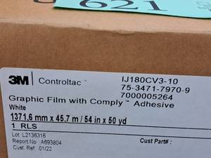 lot 621 image: 3M Controltac Graphic Film 60x50yd