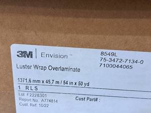 lot 621A image: 3M Envision Luster Wrap Overlaminate 54x50yd