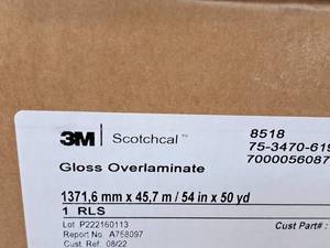lot 623 image: 3M Scotchcal Overlaminate 54x50yd