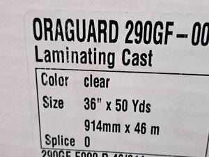 lot 623A image: Orafol Oraguard Laminating Cast 290GF - 00 36x50yd