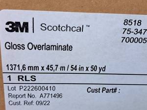 lot 623B image: 3M Scotchcal Overlaminate 54x50yd