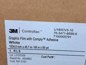 lot 625 image: 3M Controltac Graphic Film 54x50yd