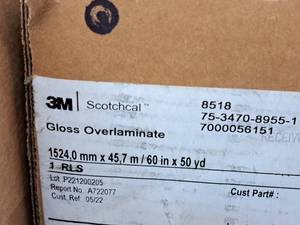 lot 625B image: 3M Scotchcal Overlaminate 60x50yd