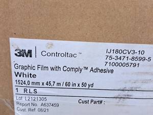 lot 626 image: 3M Controltac Graphic Film 60x50yd
