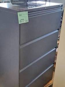 lot 677 image: Metal Lateral File Cabinet 4-drawer