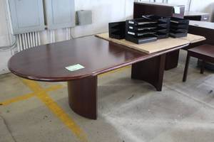 lot 630 image: 8 Wood Pedestal Conference Table