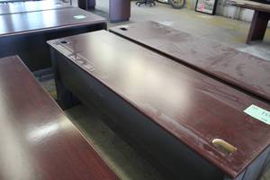 lot 651 image: Wood Top  Metal Computer Desk