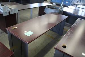 lot 650 image: Wood Top  Metal Computer Desk