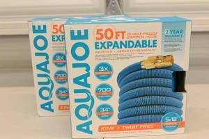 lot 9 image: 2ct AQUAJOE 50ft Burst Proof Expandable Garden Hose