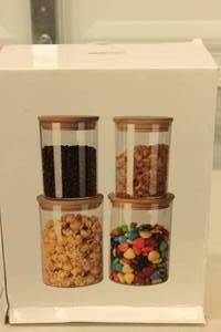 lot 60 image: JEKMOS 4pc Glass Storage Jars