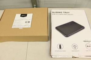 lot 79 image: Sliding Tray for Kitchen Appliances  3pc Quick Dry Towel Set White