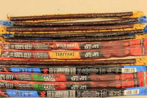 lot 236 image: 12ct Assorted Jack Links Meat Sticks Hot, Mild, Teriyaki, Wild Heat, Pepperoni