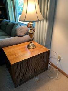 Vintage Wood End Table and Lamp