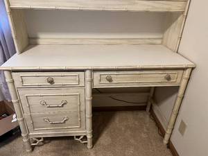 Vintage Thomasville Faux Bamboo Desk and Hutch