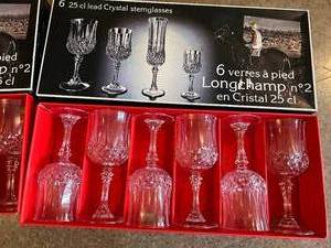 Lot of 12 Crystal Stem Glasses