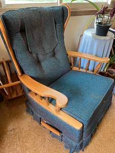 Vintage WoodFabric Rocking Recliner Chair