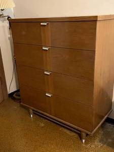 Mid-Century 4 Drawer Wood Dresser