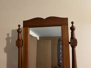 Vintage Wood Free Standing Dresser Mirror