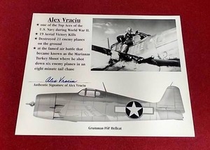 Autographed Alex Vraciu 8x10 Photo - WW2 US Navy Ace