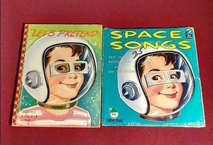 Vintage 1950s Kids Book & Record With Space Themed Covers