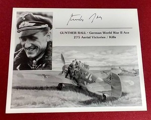 Autographed Gunther Rall 8x10 Photo - WW2 Iron Cross German Ace