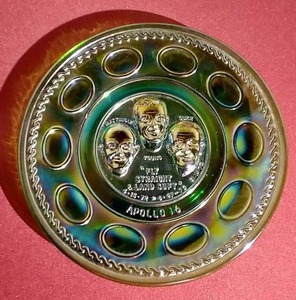 Vintage Iridescent Carnival Glass Apollo 16 Collectible Plate