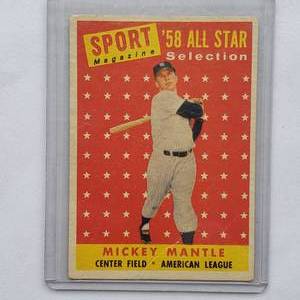 lot 2 image: Mickey Mantle Sport Magazine 1958 All Star Selection Topps No. 487
