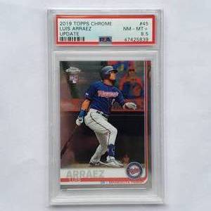 lot 10 image: Luis Arraez 2019 Rookie Tops Chrome Update No. 45 PSA Graded NM-MT 8.5