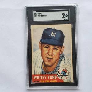 lot 14 image: Whitey Ford 153 Topps No. 207 SGC Graded 2 GD