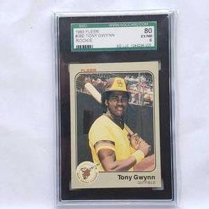 lot 15 image: Tony Gwynn Rookie 1983 Fleer No. 360, SGC Graded EXNM 6