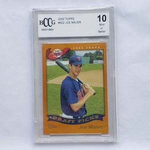 lot 16 image: Joe Mauer Rookie Topps Draft Picks No. 622 BCCG Graded 10 Mint or Better