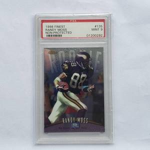 lot 17 image: Randy Moss Rookie 1998 Topps Chrome Finest No. 135, PSA Graded Mint 9