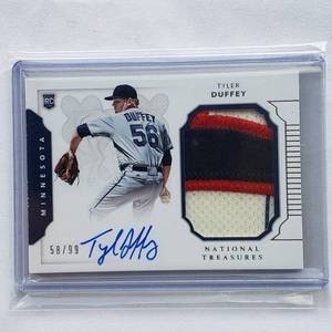 lot 20 image: Tyler Duffey 2016 Panini National Treasure Relic No. 204, Numbered 5899