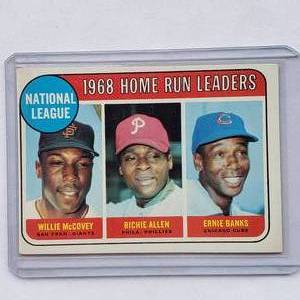 lot 24 image: 1968 National League Home Run Leaders Willie McCovey, Richie Allen, Ernie Banks Topps No. 6