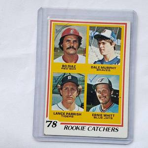 lot 49 image: 1978 Rookie Catchers Bo Diaz, Dale Murphy, Lance Parrish, Ernie Whitt Topps No. 708