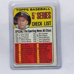 lot 54 image: Mickey Mantle 1969 Topps No. 412 Check List 5